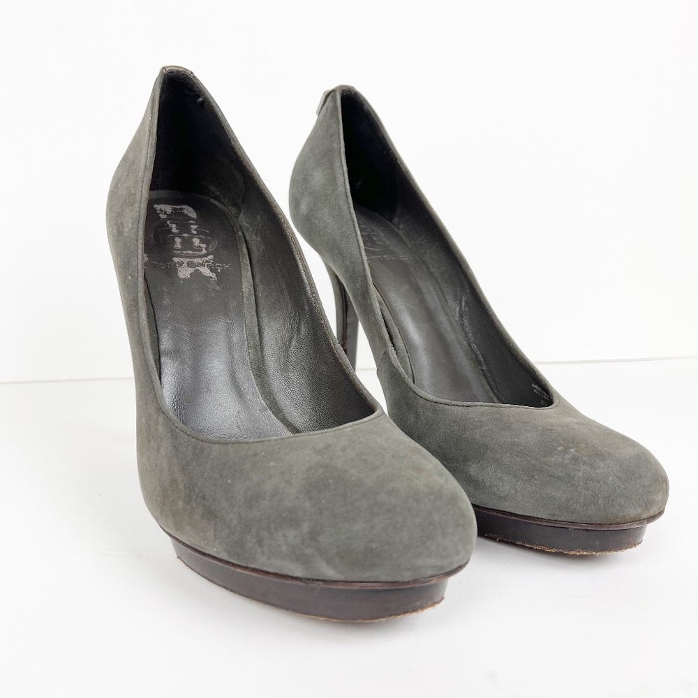 Tory Burch Suede Smoke Mandy Platform Pumps
